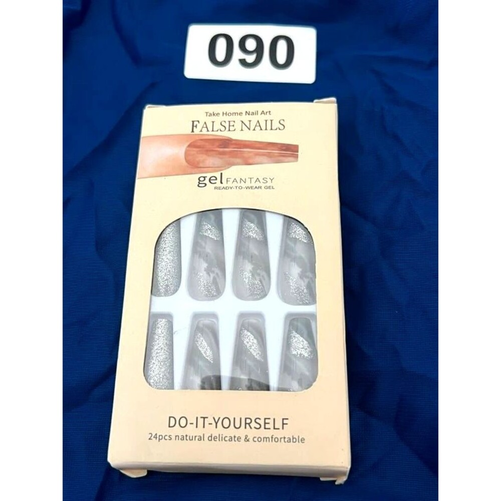 Elegant Silver Glitter Press-On Nails – Gel Fantasy